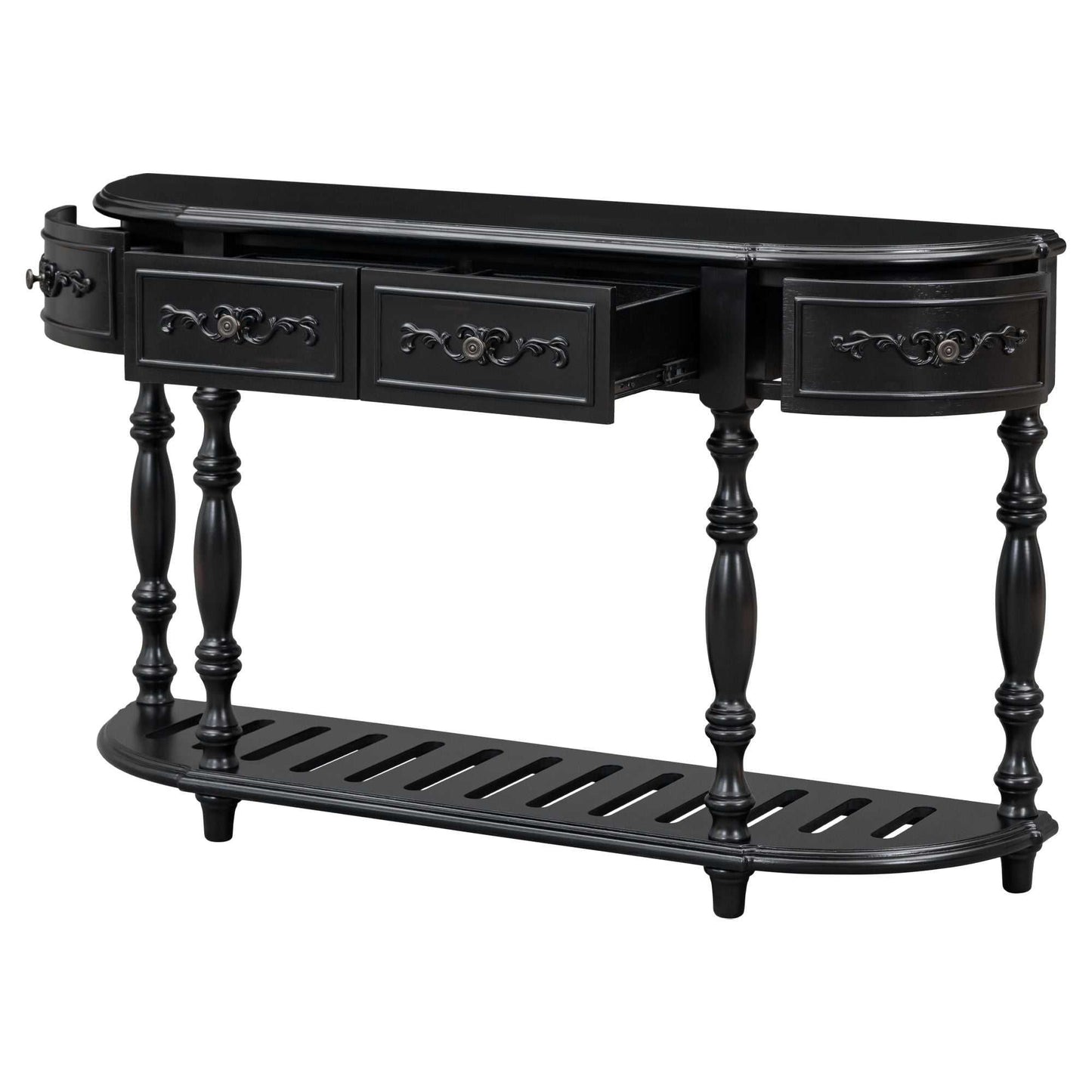 52''Modern and Contemporary Curved Console Table Sofa Table Entryway Table for Hallway Living Room with 4 Drawers and 1 Shelf - luxuryhomedecoridea.com