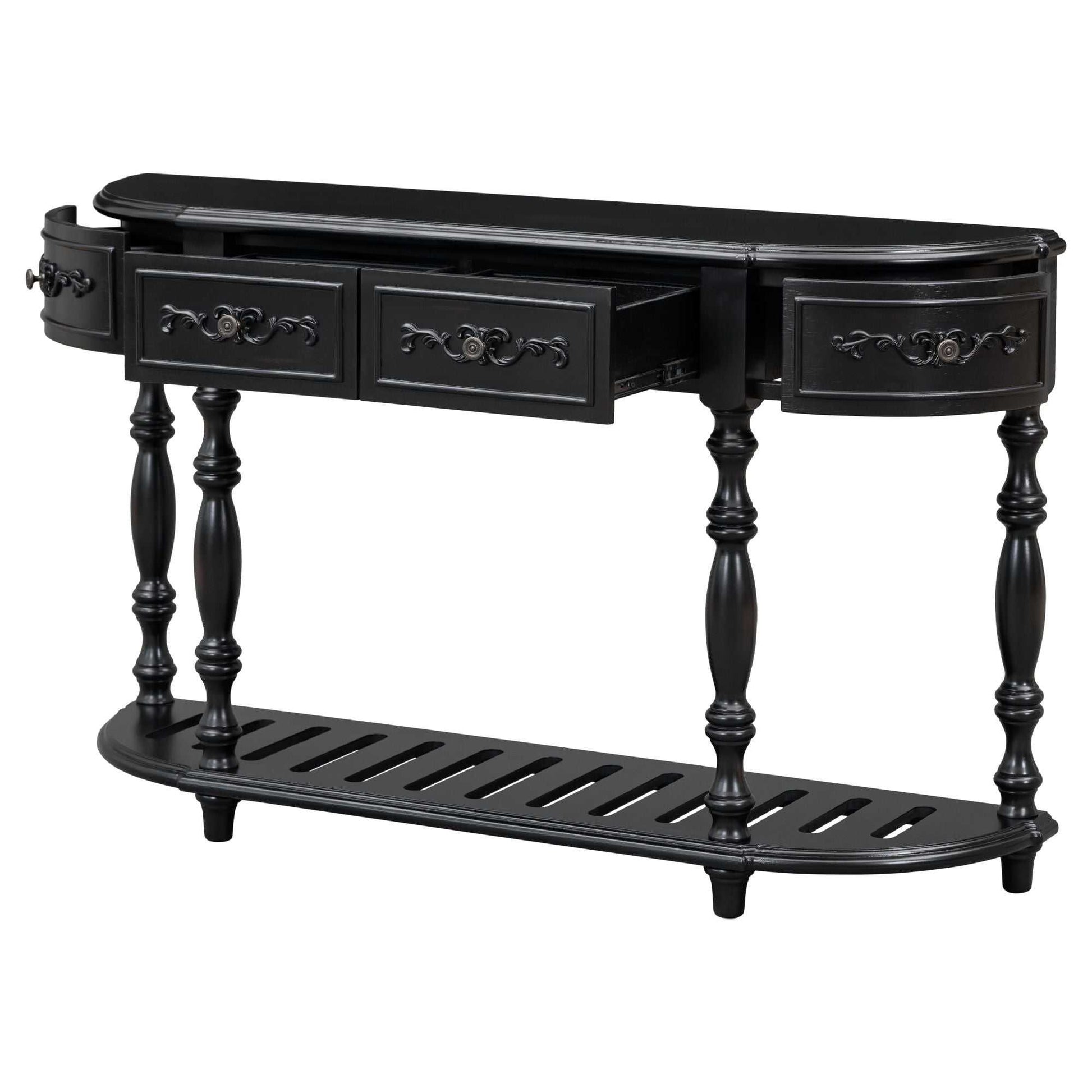 52''Modern and Contemporary Curved Console Table Sofa Table Entryway Table for Hallway Living Room with 4 Drawers and 1 Shelf - luxuryhomedecoridea.com