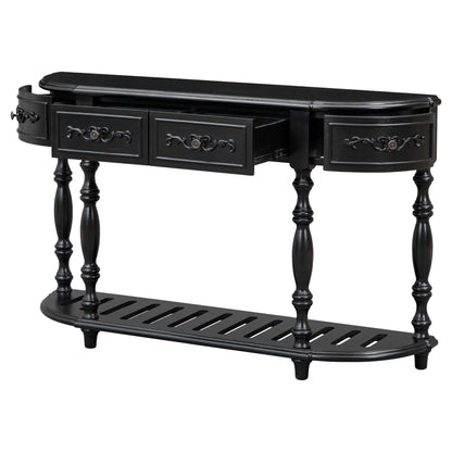 52''Modern and Contemporary Curved Console Table Sofa Table Entryway Table for Hallway Living Room with 4 Drawers and 1 Shelf - luxuryhomedecoridea.com