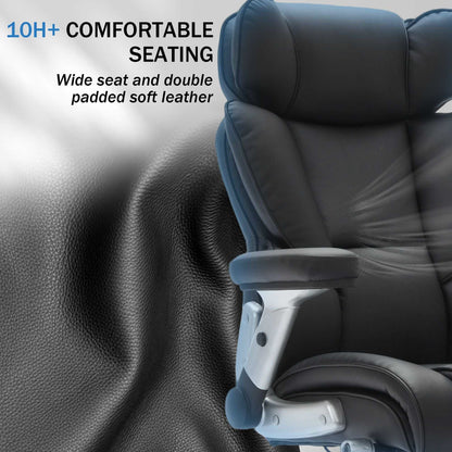 Big and Tall Office Chair 500lbs with Adjustable Lumbar Support, Executive Office Chair with Flip-up Armrest and Wider Seat, Ergonomic Leather Chair Breathable with Quiet Rubber Wheels Black - luxuryhomedecoridea.com