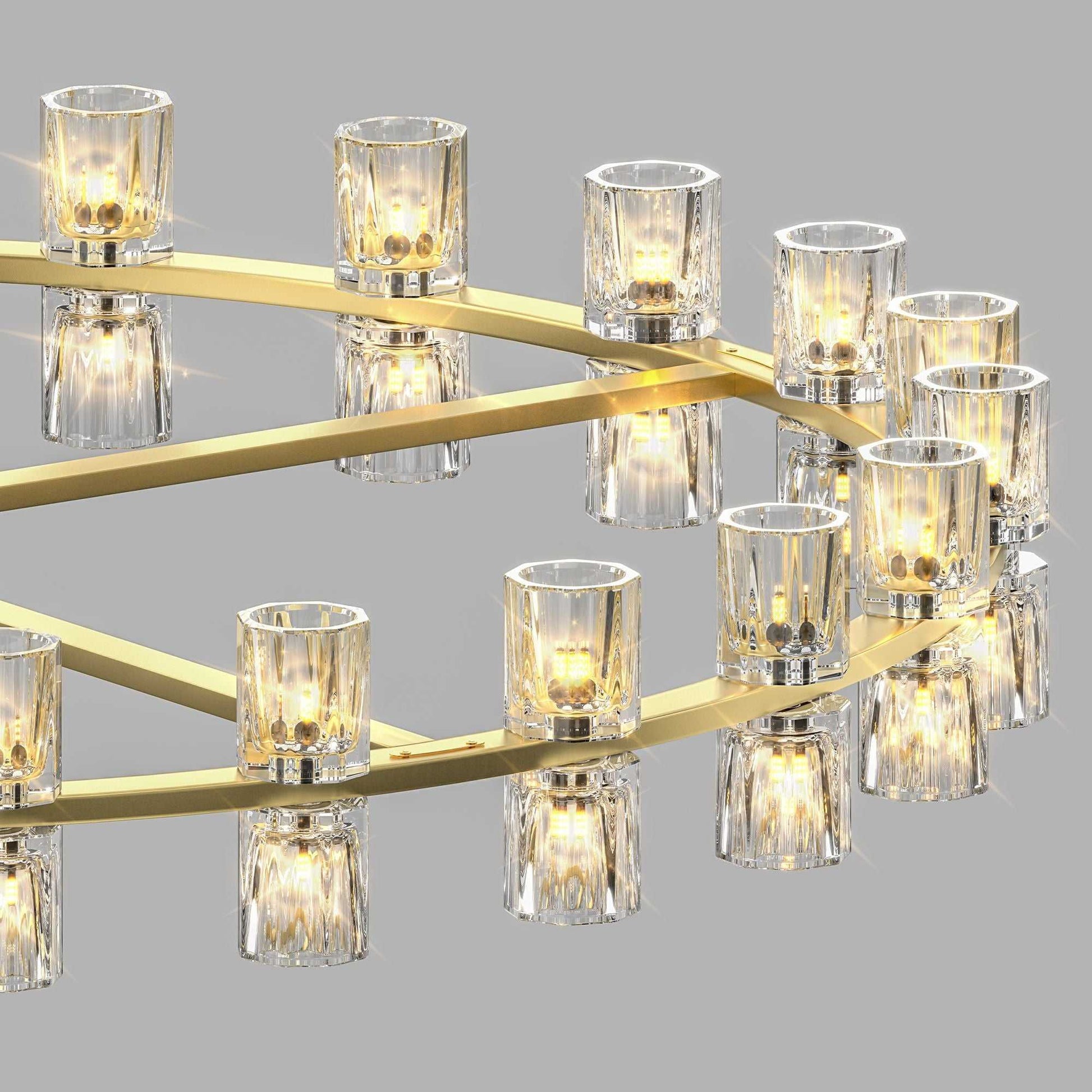 48 Inch Gold Wagon Wheel Chandelier with Crystal Shade, 48 Lights, Modern Farmhouse Style, Ideal for Dining Room, Kitchen, Entryways - luxuryhomedecoridea.com