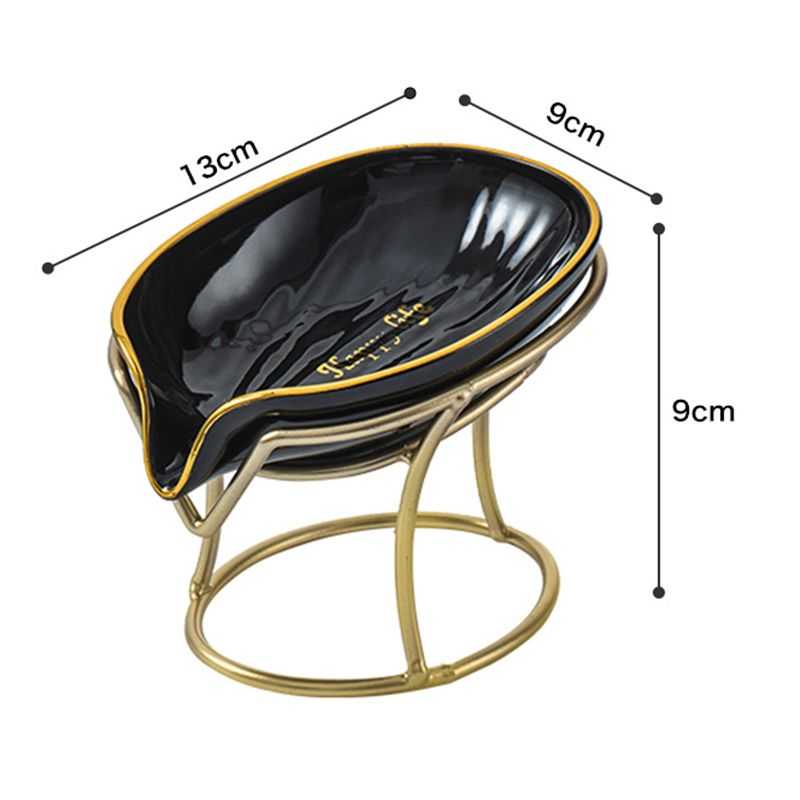Luxury Soap Case Leaf Shape Iron Art Holder Bathroom Drain Soap Storage Dish Container Non-slip Draining Tray Bath Organizer - luxuryhomedecoridea.com