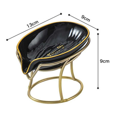 Luxury Soap Case Leaf Shape Iron Art Holder Bathroom Drain Soap Storage Dish Container Non-slip Draining Tray Bath Organizer - luxuryhomedecoridea.com
