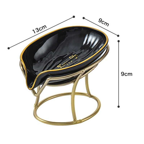 Luxury Soap Case Leaf Shape Iron Art Holder Bathroom Drain Soap Storage Dish Container Non-slip Draining Tray Bath Organizer - luxuryhomedecoridea.com