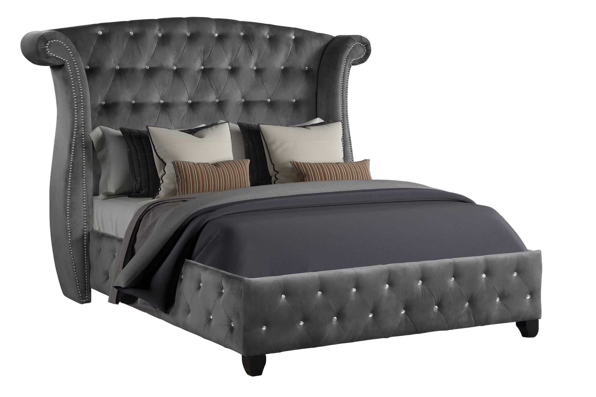 Sophia Queen Bed 4 Piece Gray - luxuryhomedecoridea.com