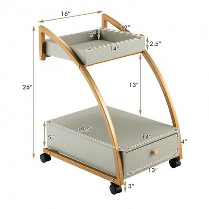 Modern C-shaped Frame Tray With Storage Drawer Nightstand End Table - luxuryhomedecoridea.com