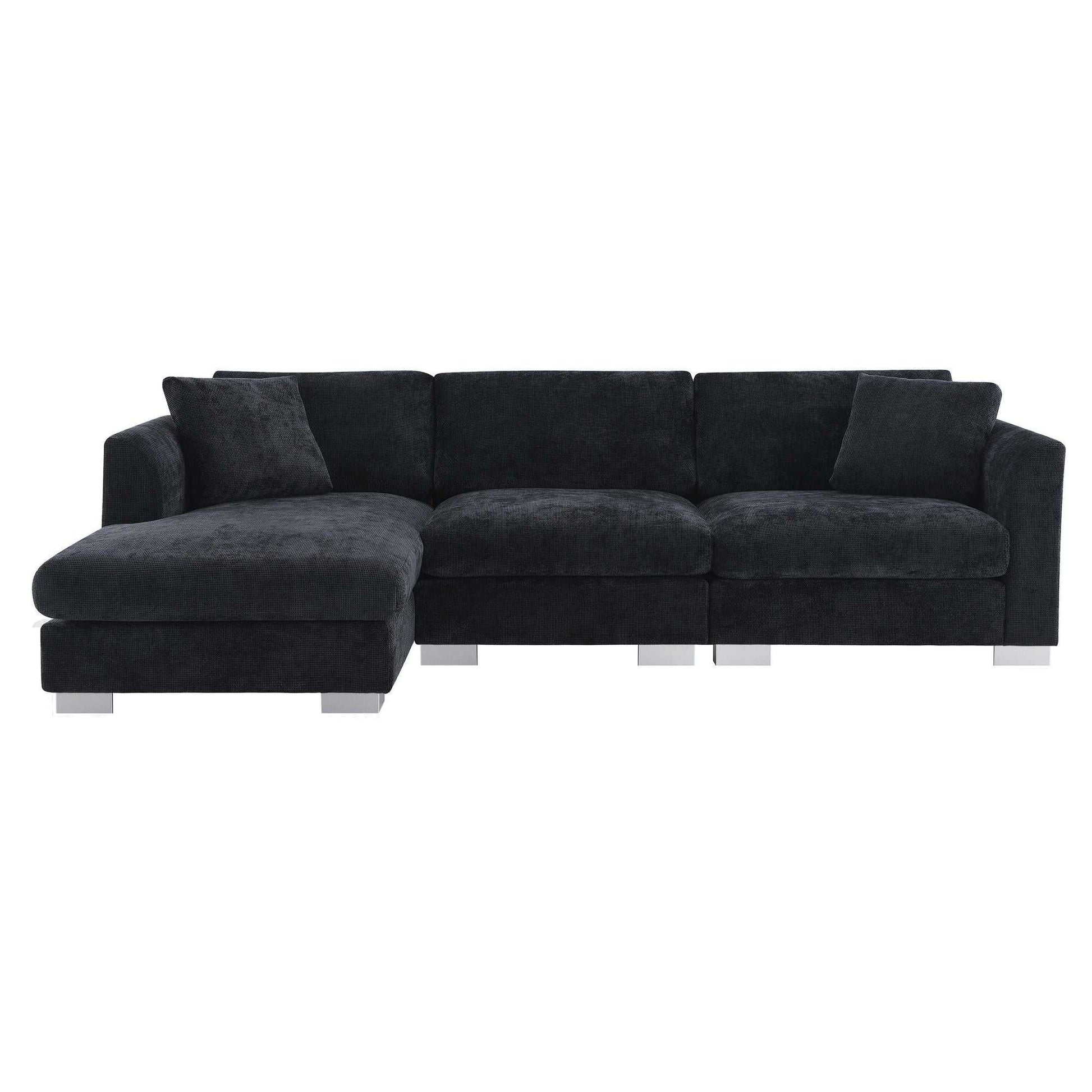 [VIDEO provided][New] 96*56" Modern Cloud Sectional Sofa,L-shaped Luxury Couch Set with 2 Free pillows,4-seat Chenille Indoor Furniture with Oversized Chaise for Living Room,Apartment,Office,3 Colors - luxuryhomedecoridea.com