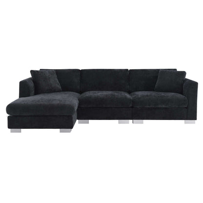 [VIDEO provided][New] 96*56" Modern Cloud Sectional Sofa,L-shaped Luxury Couch Set with 2 Free pillows,4-seat Chenille Indoor Furniture with Oversized Chaise for Living Room,Apartment,Office,3 Colors - luxuryhomedecoridea.com