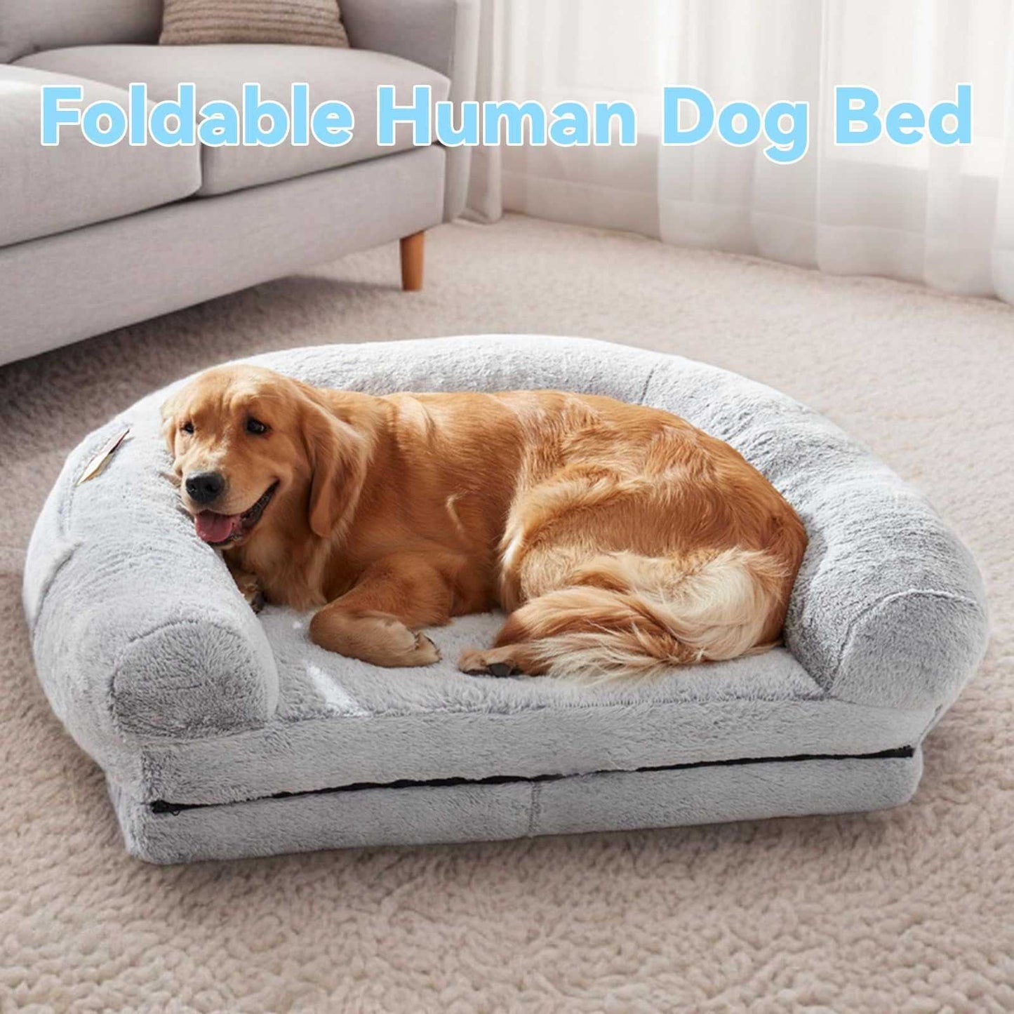 Human Dog Bed, 71"x43"x12" Dog Beds for Large Dogs, Foldable Plush Washable Dog Bed for People Doze Off, Orthopedic Dog Beds for Humans Size Fits You and Pets - luxuryhomedecoridea.com