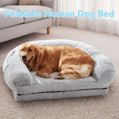 Human Dog Bed, 71"x43"x12" Dog Beds for Large Dogs, Foldable Plush Washable Dog Bed for People Doze Off, Orthopedic Dog Beds for Humans Size Fits You and Pets - luxuryhomedecoridea.com