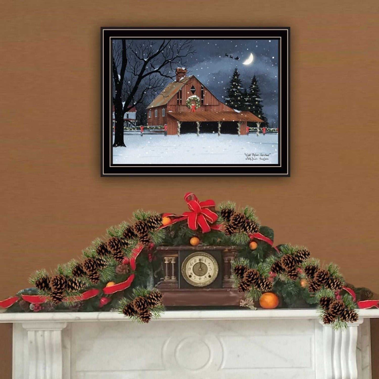 Trendy Decor 4U Night Before Christmas Black Framed Wall Art for Living Room, Bedroom Wall Art Print for Home Decor by Billy Jacobs - luxuryhomedecoridea.com