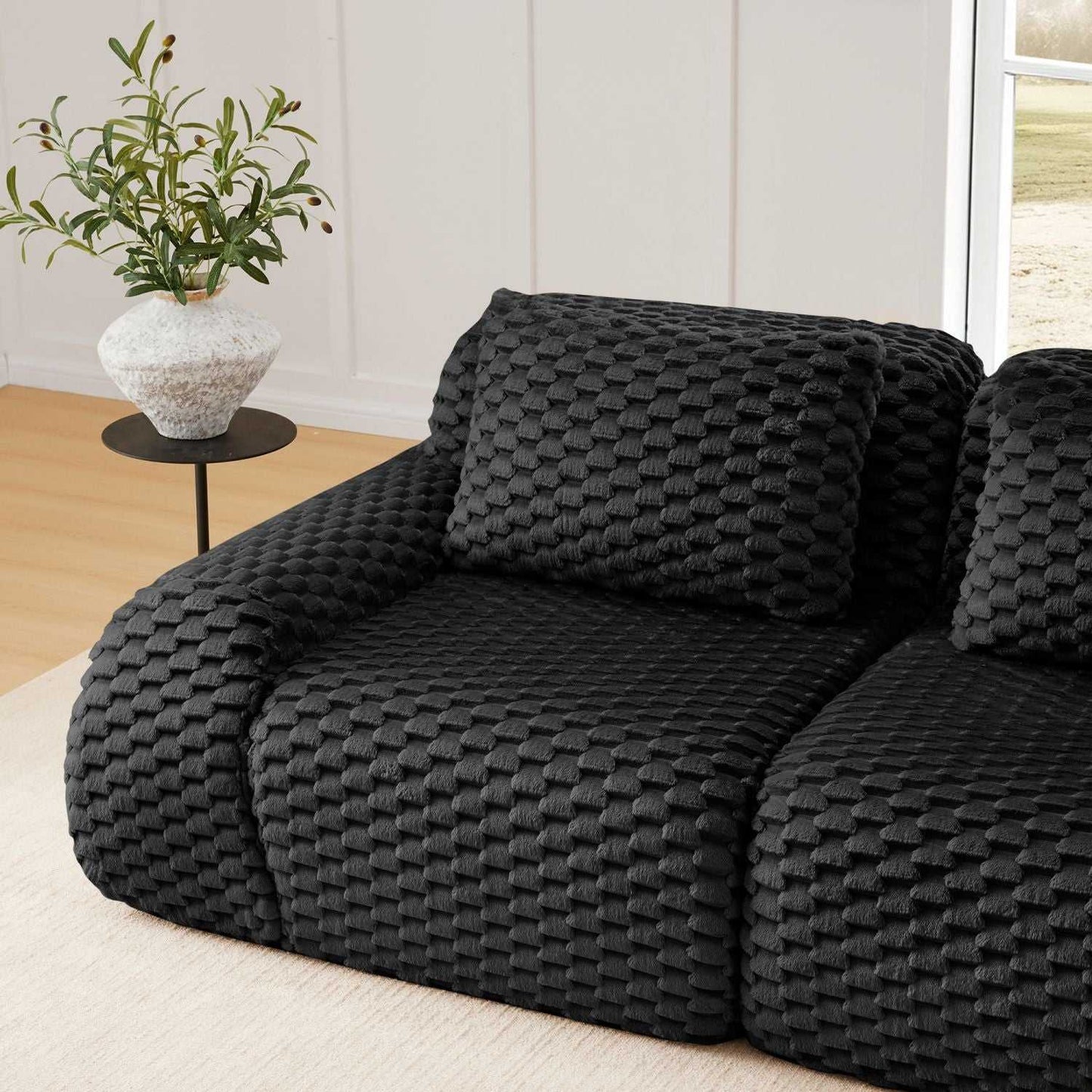 82" Modern Modular Sectional Sofa - Flannelette 2-Seater Couch with Deep Seat - luxuryhomedecoridea.com