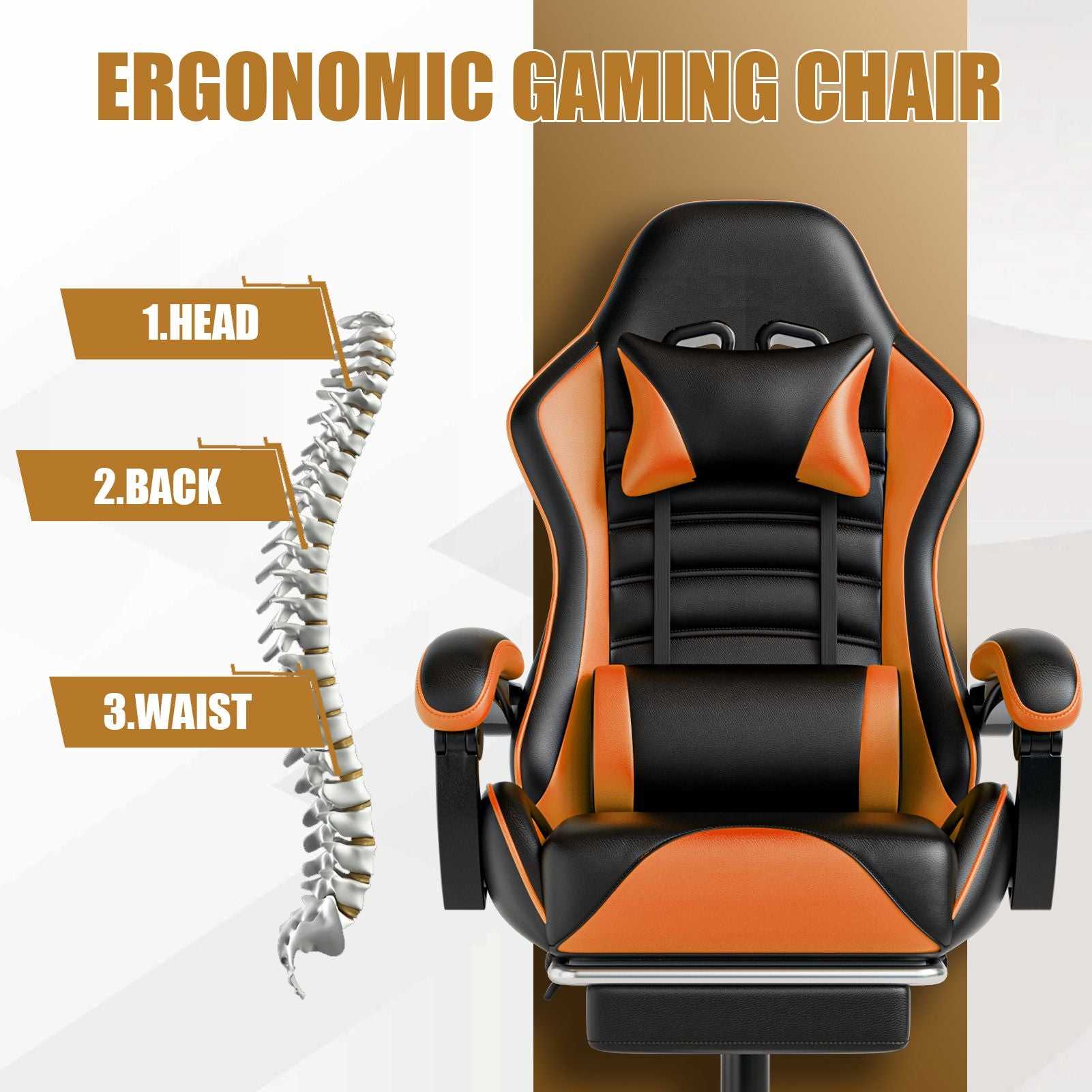 Ergonomic Gaming Chair for Adults, Comfortable Computer Chair for Heavy People, Adjustable Height Office Desk Chair with Wheels, Breathable Leather Video Game Chairs - luxuryhomedecoridea.com