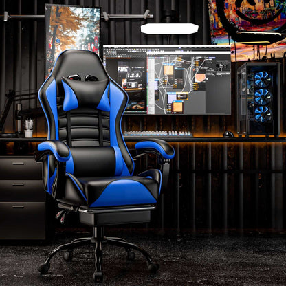 Ergonomic Gaming Chair for Adults, Comfortable Computer Chair for Heavy People, Adjustable Height Office Desk Chair with Wheels, Breathable Leather Video Game Chairs - luxuryhomedecoridea.com