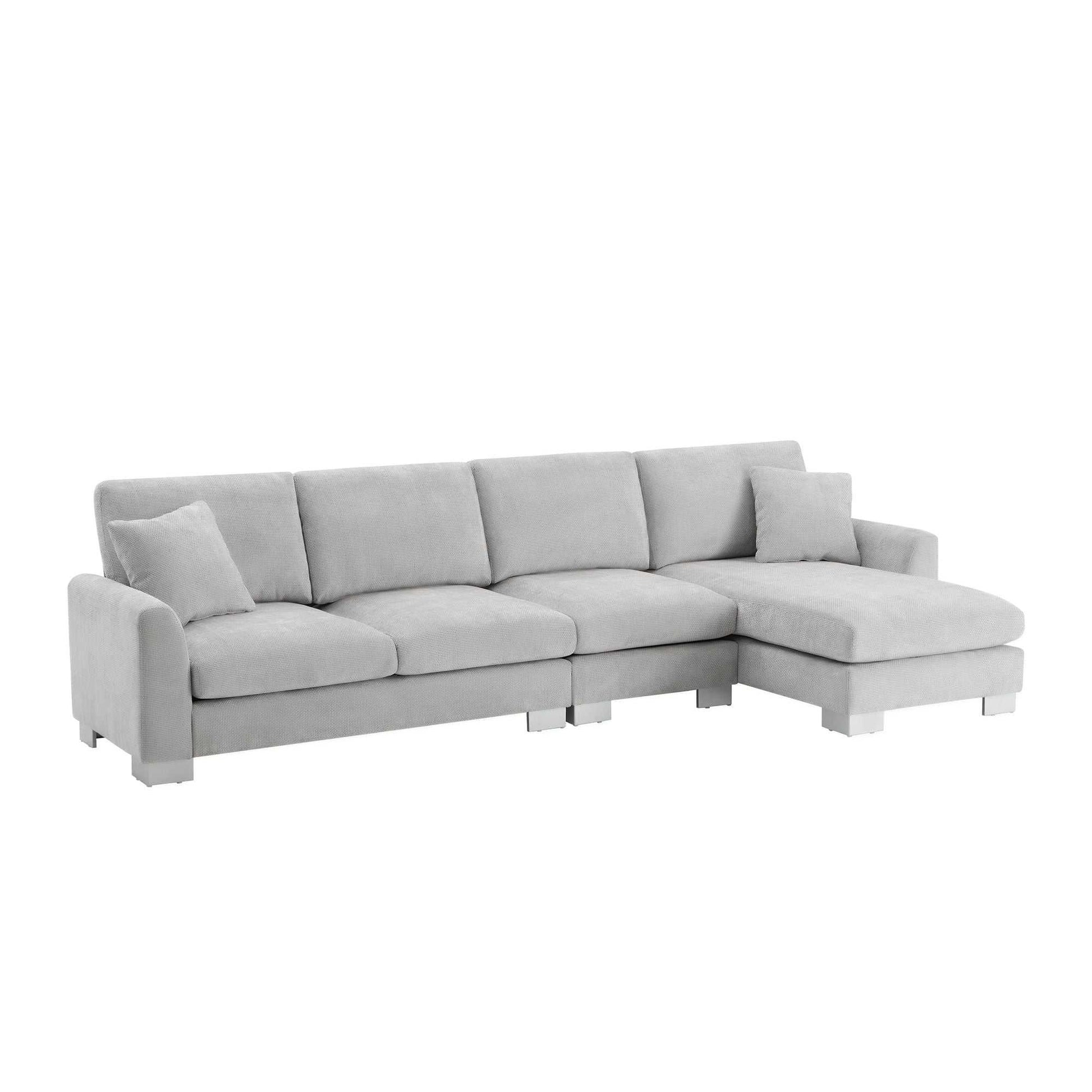 Modern Oversized Sectional Sofa,L-shaped Luxury Couch Set with 2 Free pillows,5-seat Chenille Indoor Furniture with Chaise for Living Room,Apartment,Office,2 Colors - luxuryhomedecoridea.com