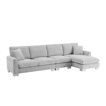 Modern Oversized Sectional Sofa,L-shaped Luxury Couch Set with 2 Free pillows,5-seat Chenille Indoor Furniture with Chaise for Living Room,Apartment,Office,2 Colors - luxuryhomedecoridea.com