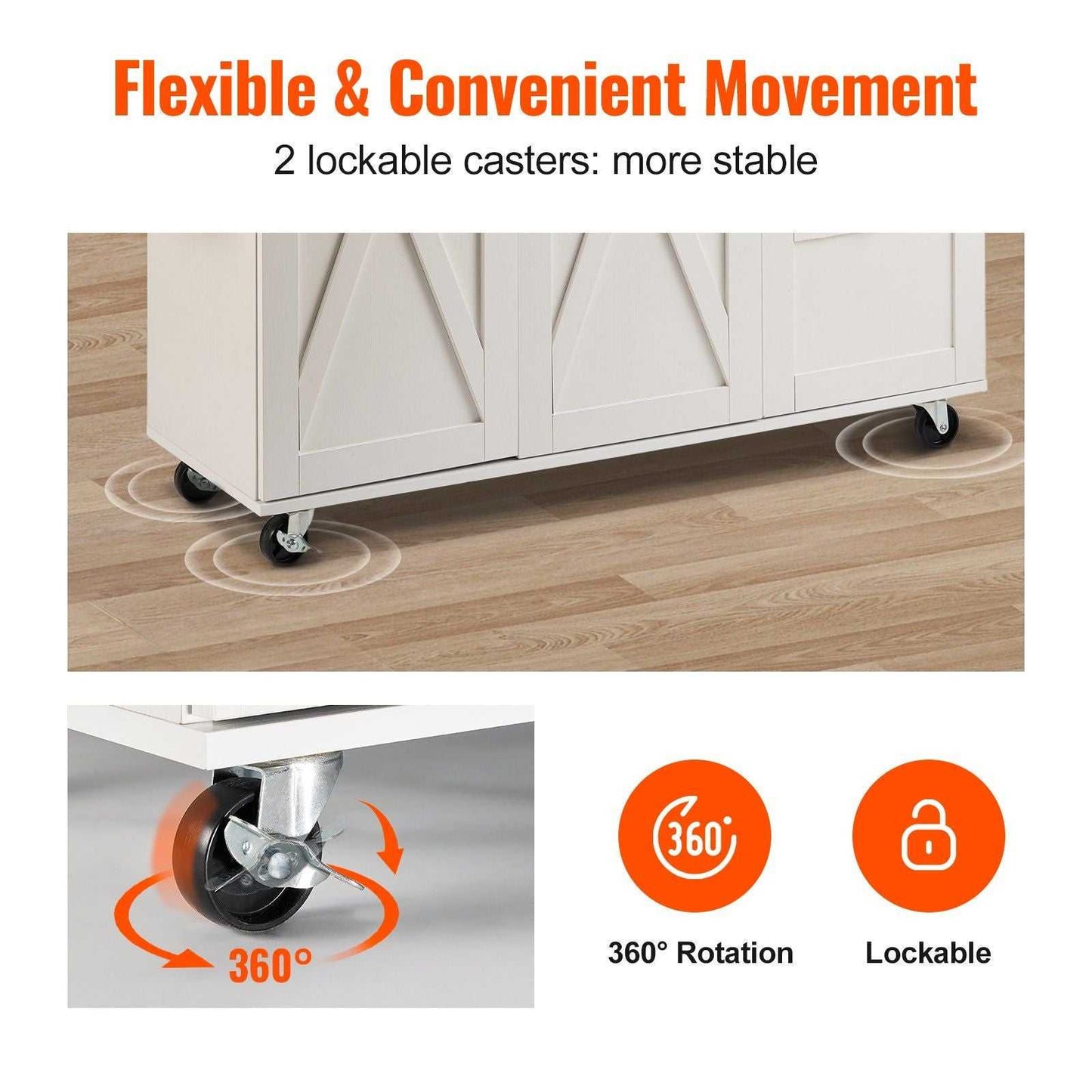 VEVOR Kitchen Island Cart with Solid Wood Top, 45.3" Width Mobile Carts with Storage Cabinet, Rolling Kitchen Table with Spice Rack, Towel Rack, Drop Leaf and Drawer, Portable Islands on Wheels, White - luxuryhomedecoridea.com