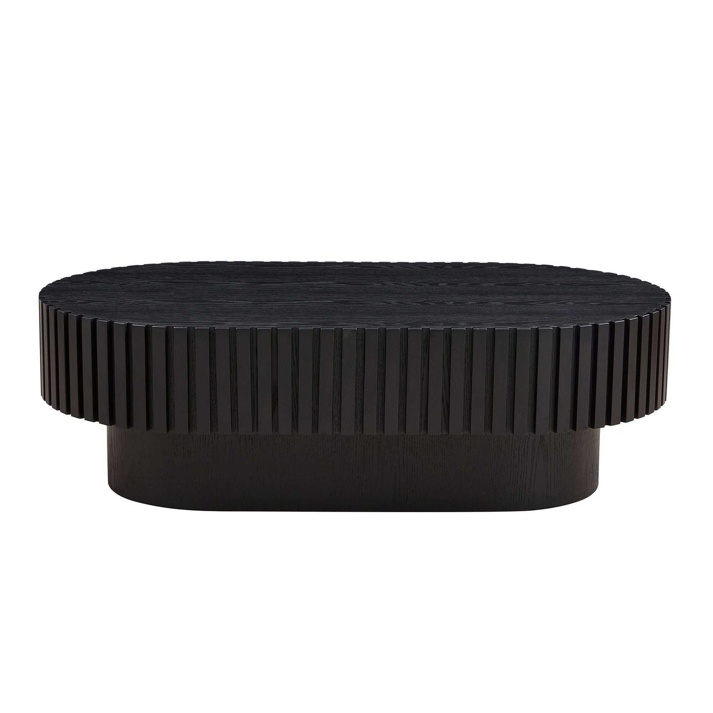 43.70 Inch Modern Handcraft Drum Coffee Table Oval Coffee Table for Living Room,Small Wooden Coffee Table with Sturdy Pedestal for Office - luxuryhomedecoridea.com