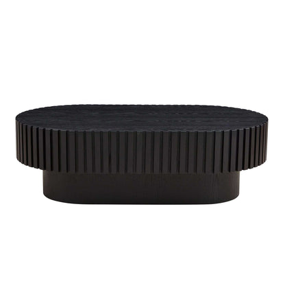 43.70 Inch Modern Handcraft Drum Coffee Table Oval Coffee Table for Living Room,Small Wooden Coffee Table with Sturdy Pedestal for Office - luxuryhomedecoridea.com
