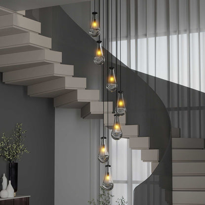 7 Light Dining Room Pendant Light, Large Chandelier Adjustable Hanging Line, Black Living Room Pendant Light, Foyer Chandelier, Stairwell Pendant Lights, Bedroom Chandeliers - luxuryhomedecoridea.com