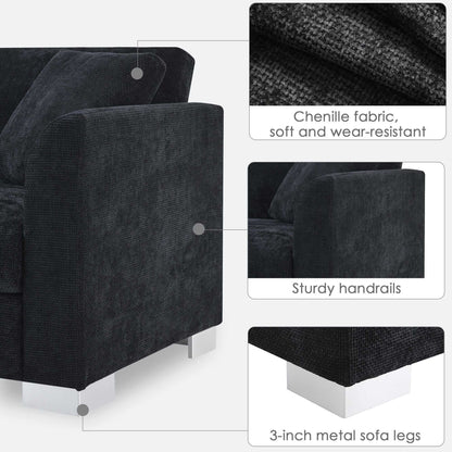 [VIDEO provided][New] 96*56" Modern Cloud Sectional Sofa,L-shaped Luxury Couch Set with 2 Free pillows,4-seat Chenille Indoor Furniture with Oversized Chaise for Living Room,Apartment,Office,3 Colors - luxuryhomedecoridea.com