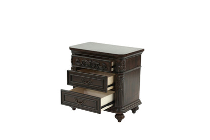 Traditional Antique Walnut 1pc Nightstand Bedroom Furniture Cherry Veneer 2-Drawers Hanging Pull Bedside Table - luxuryhomedecoridea.com