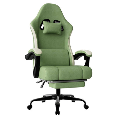 Ergonomic Gaming Chair with Pocketed Spring Cushion, Breathable Fabric Computer Chair with Footrest, Adjustable Lumbar Support Video Game Chair for Adults (Fabric) - luxuryhomedecoridea.com