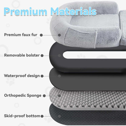 Human Dog Bed, 71"x43"x12" Dog Beds for Large Dogs, Foldable Plush Washable Dog Bed for People Doze Off, Orthopedic Dog Beds for Humans Size Fits You and Pets - luxuryhomedecoridea.com