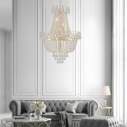 (Same as W1340P143189)Gold Crystal Chandeliers,Large Contemporary Luxury Ceiling Lighting for Living Room Dining Room Bedroom Hallway (Without Bulb) - luxuryhomedecoridea.com
