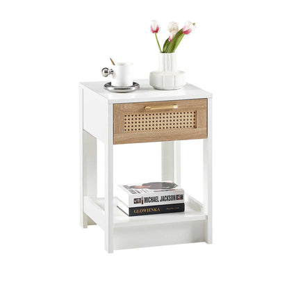 15.75" Rattan End table with drawer, Modern nightstand, side table for living room, bedroom - luxuryhomedecoridea.com