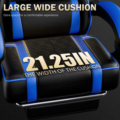 Video Game Chairs for Adults, PU Leather Gaming Chair with Footrest, 360°Swivel Adjustable Lumbar Pillow Gamer Chair, Comfortable Computer Chair for Heavy People - luxuryhomedecoridea.com