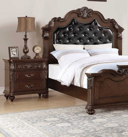 Traditional Antique Walnut 1pc Nightstand Bedroom Furniture Cherry Veneer 2-Drawers Hanging Pull Bedside Table - luxuryhomedecoridea.com