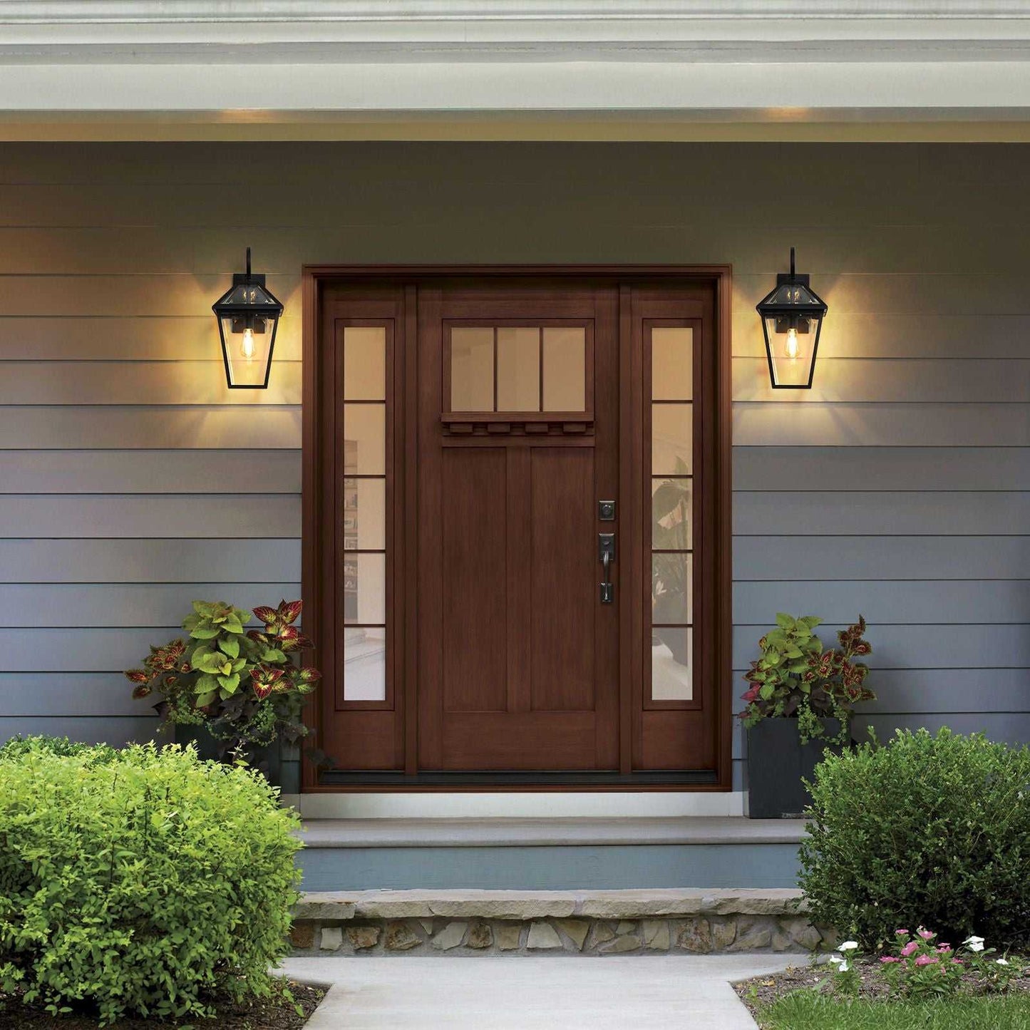 21"(H) 2-Pack Outdoor Wall Lantern Light – Modern Black Metal & Clear Glass Sconce for Porch, Patio, and Garden Lighting (Bulb Not Included) - luxuryhomedecoridea.com