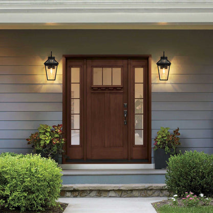 21"(H) 2-Pack Outdoor Wall Lantern Light – Modern Black Metal & Clear Glass Sconce for Porch, Patio, and Garden Lighting (Bulb Not Included) - luxuryhomedecoridea.com