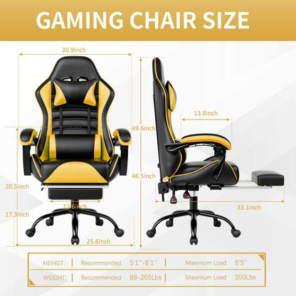 Ergonomic Gaming Chair for Adults, Comfortable Computer Chair for Heavy People, Adjustable Height Office Desk Chair with Wheels, Breathable Leather Video Game Chairs - luxuryhomedecoridea.com