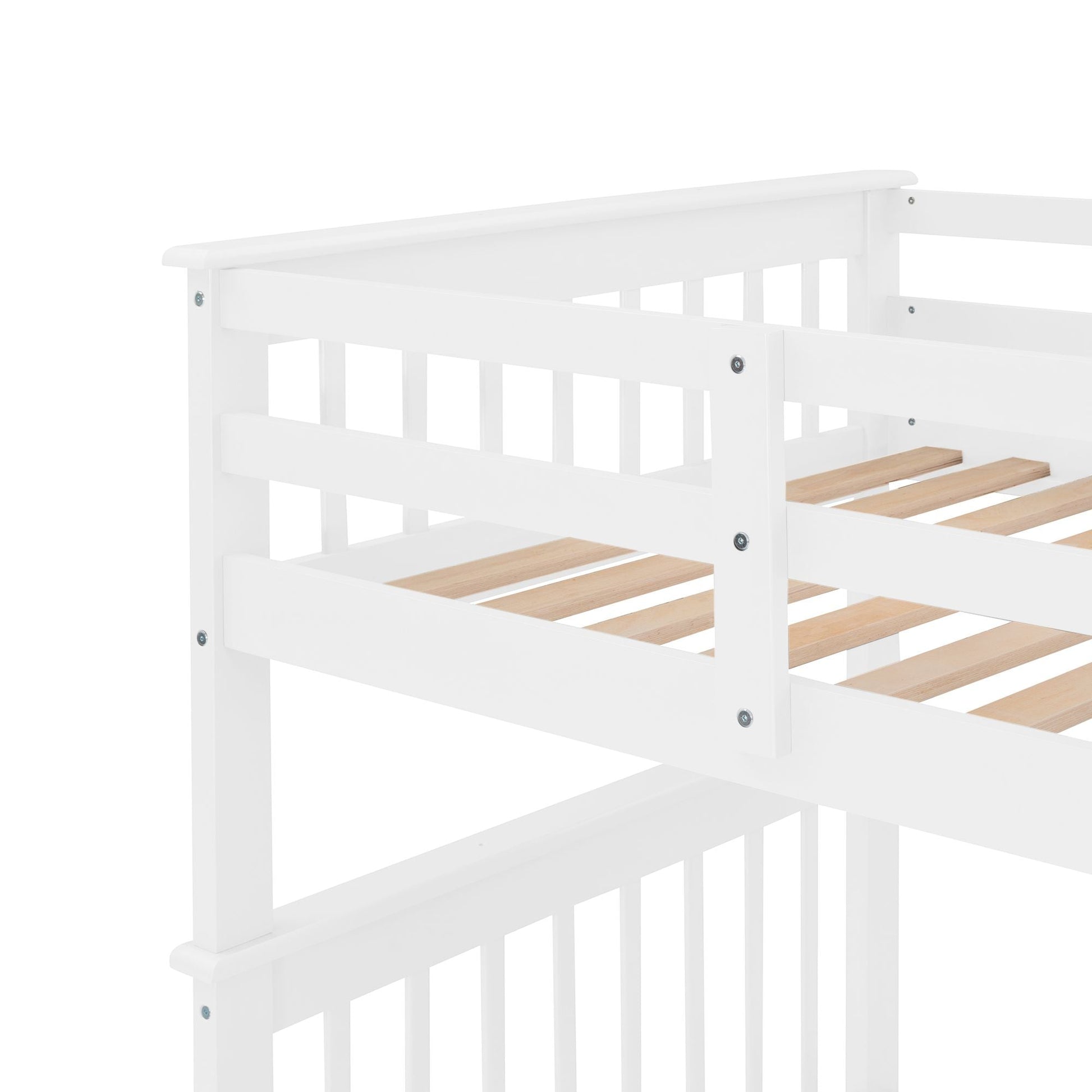 Stairway Twin-Over-Twin Bunk Bed with Storage and Guard Rail for Bedroom, Dorm - luxuryhomedecoridea.com