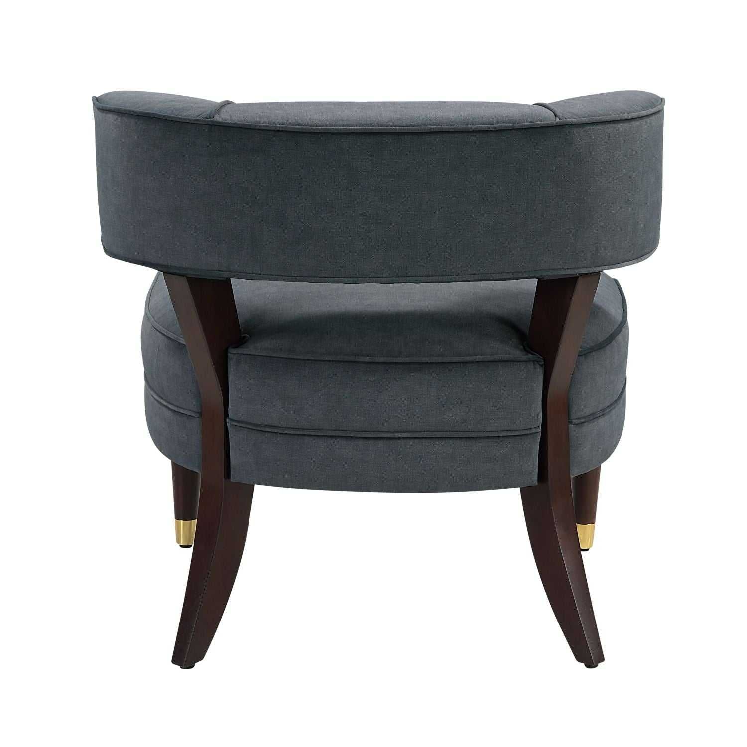 Elegant Style Accent Chair Dark Gray Velvet Upholstery Barrel-Back Solid Wood Luxury Living Room Furniture 1pc - luxuryhomedecoridea.com