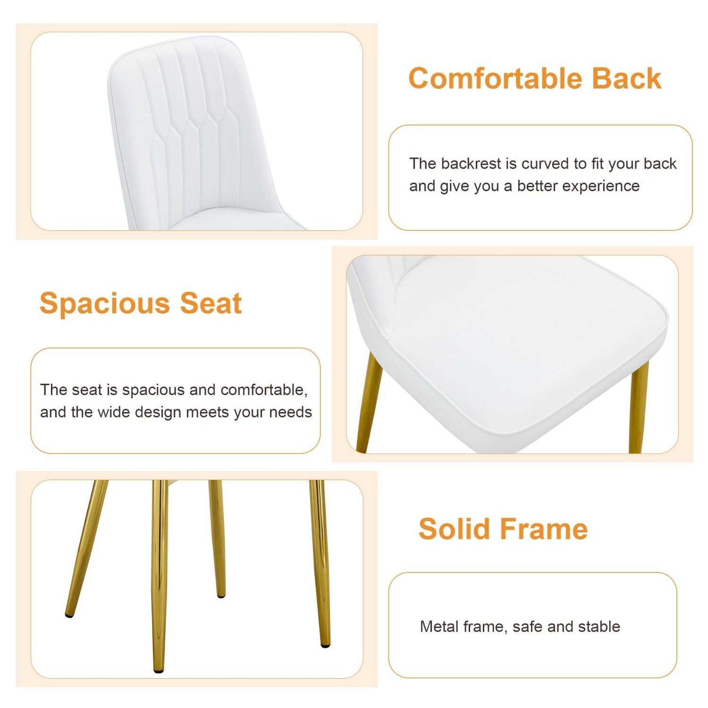 Table and chair set.Table and chair set.White imitation marble texture glass top + lower black MDF board,silver metal legs.Paired with 4 WHITE chairs with PU artificial leather backrest cushions. - luxuryhomedecoridea.com