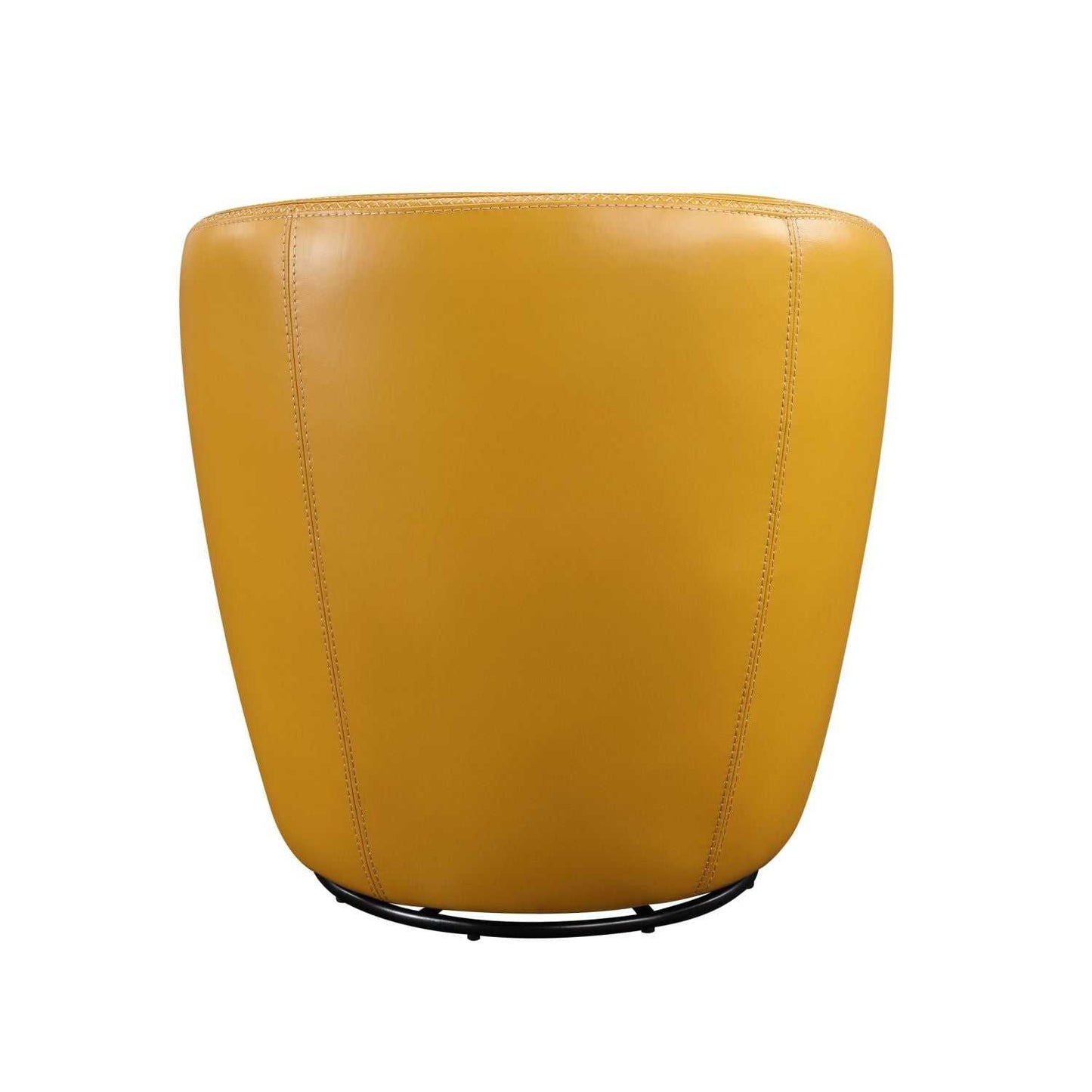 Luxury Living Room Furniture Swivel Chair Yellow Top Grain Leather Upholstery Solid Wood 1pc Barrel Back Accent Chair - luxuryhomedecoridea.com