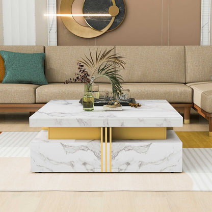 Modern Square Storage Coffee Table With 4 Drawers - luxuryhomedecoridea.com