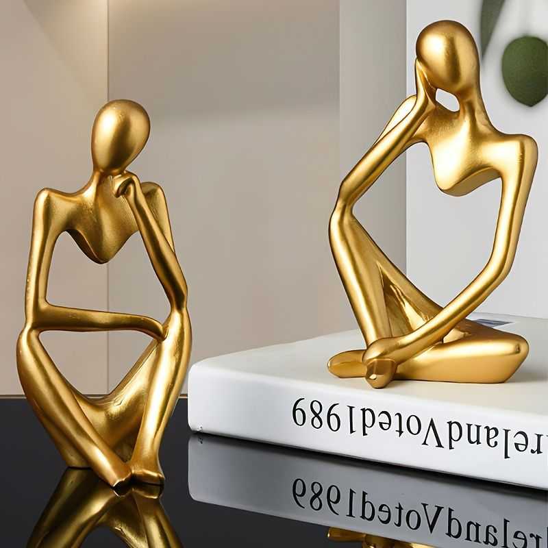 3pcs Abstract Villain Decorative Ornaments; Handmade Resin Handicrafts; Thinker Resin Statue Set - luxuryhomedecoridea.com