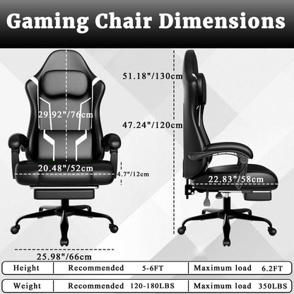 Ergonomic Gaming Chair, Electronic Gaming Chair With Pocket Spring Pad And Footrest, Height Adjustable Computer Chair - luxuryhomedecoridea.com