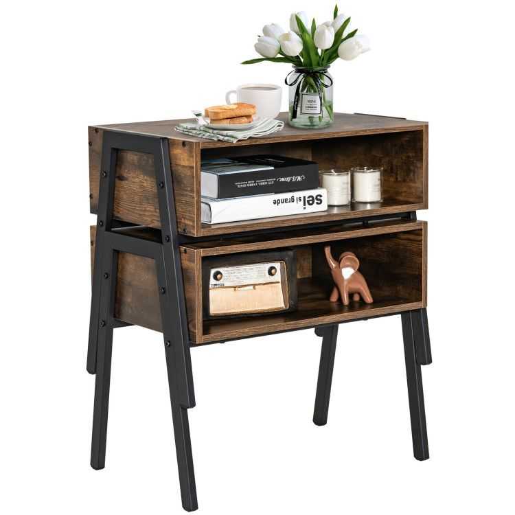 2 Pieces Stackable Night Stand Bedside End Table Set - luxuryhomedecoridea.com