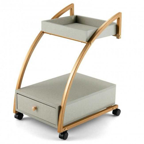 Modern C-shaped Frame Tray With Storage Drawer Nightstand End Table - luxuryhomedecoridea.com