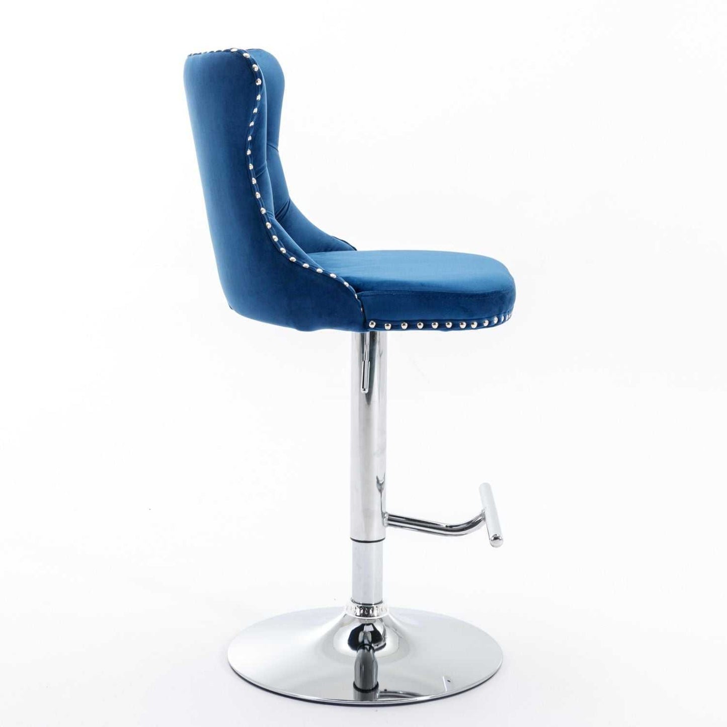 Swivel Velvet Barstools Adjusatble Seat Height from 25-33 Inch, Chrome base Bar Stools with Backs Comfortable Tufted for Home Pub and Kitchen Island,Set of 2,AS1712BL,Blue - luxuryhomedecoridea.com