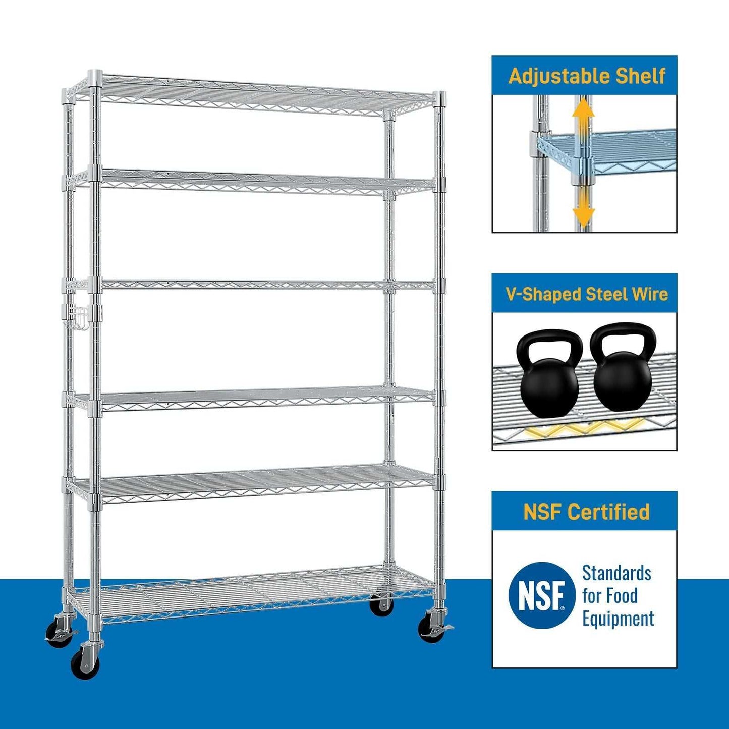 Heavy Duty Metal Storage Rack 6 Tier Removable and Freely Adjustable - luxuryhomedecoridea.com