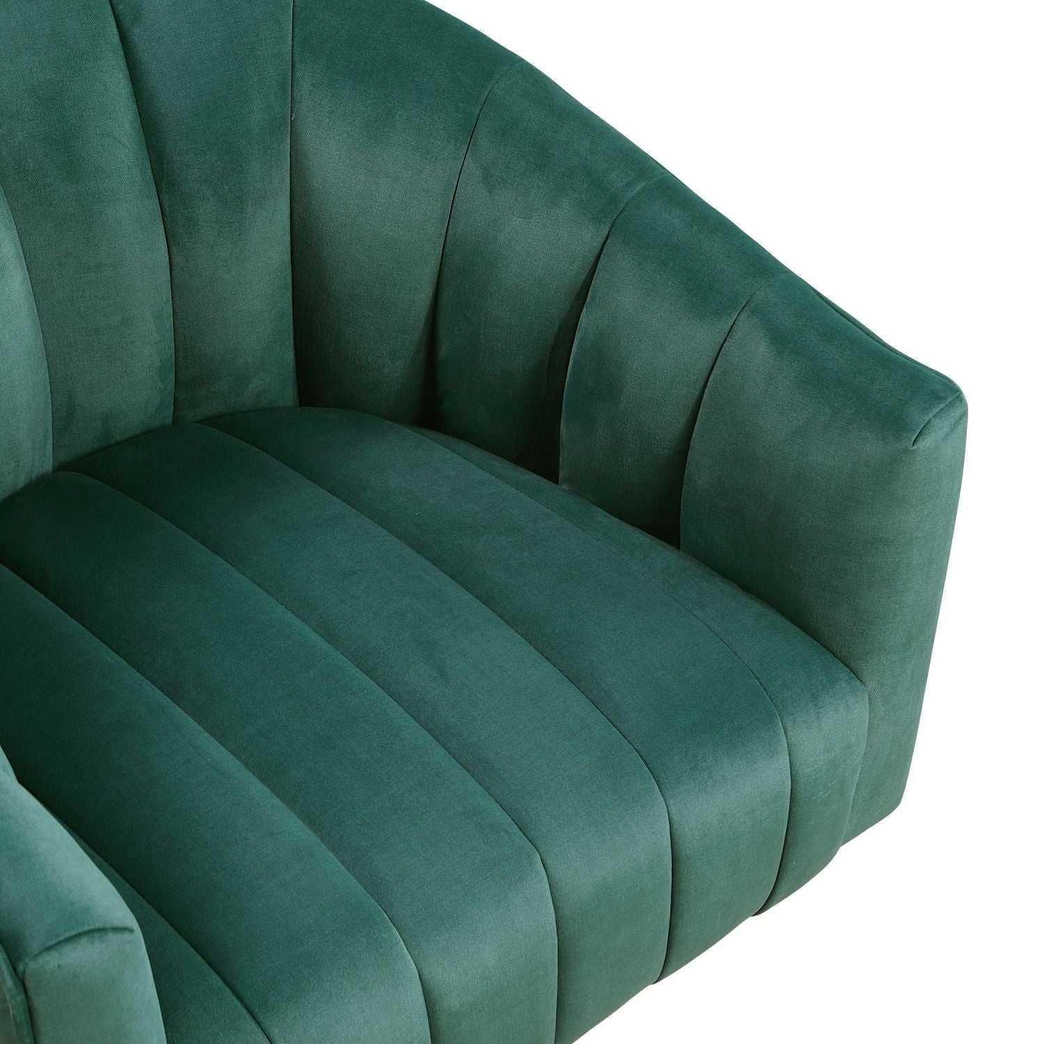 Dark Green Velvet Accent Chair Modern Luxury Living Room Furniture, 1pc Swivel Chair Comfortable Barrel Back - luxuryhomedecoridea.com