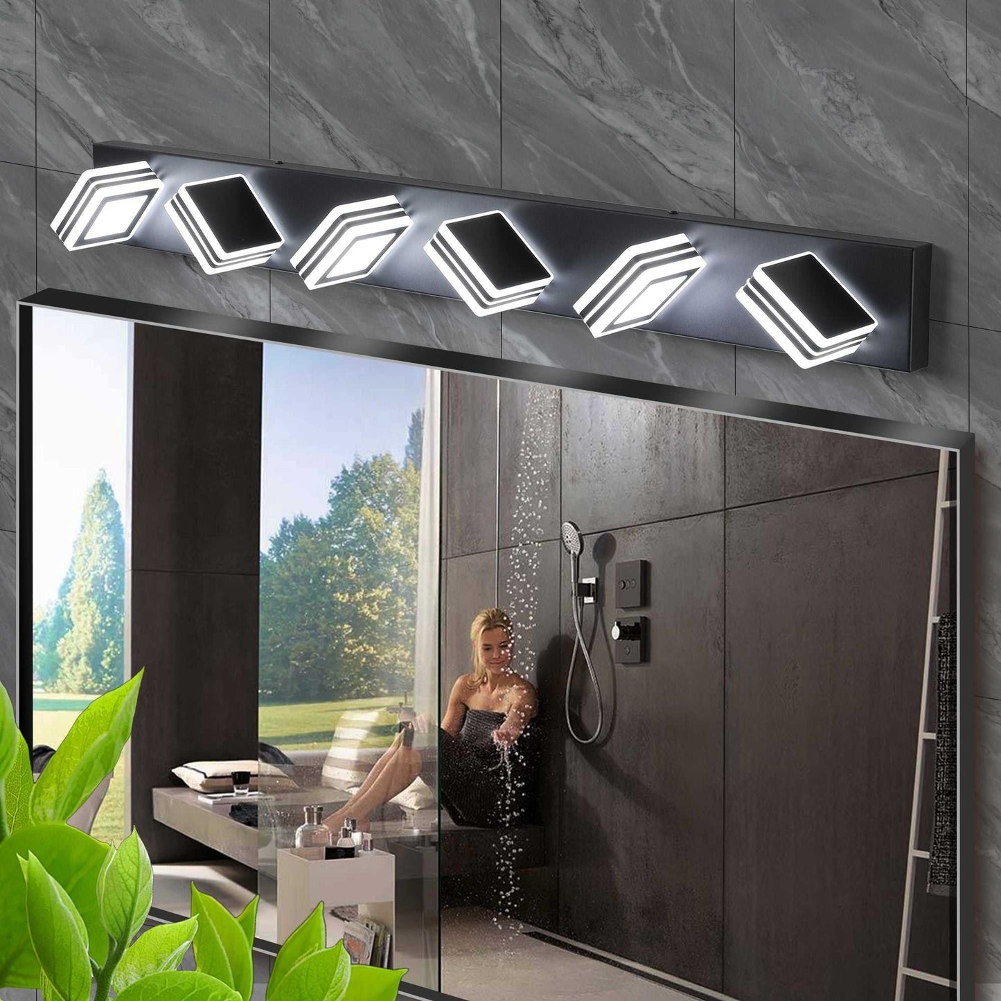 40" Modern 6-Light LED Vanity Light - Sleek Bathroom Wall Fixture, Iron & Acrylic, Dimmable & Energy-Efficient, Ideal for Mirror Lighting - luxuryhomedecoridea.com