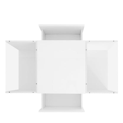 U-Can Led Coffee Table, Modern Center Table with High-Gloss Finish and Glass Tabletop, Coffee Table with Open Storage Compartment and 2 Hidden Drawers for Living Room - luxuryhomedecoridea.com