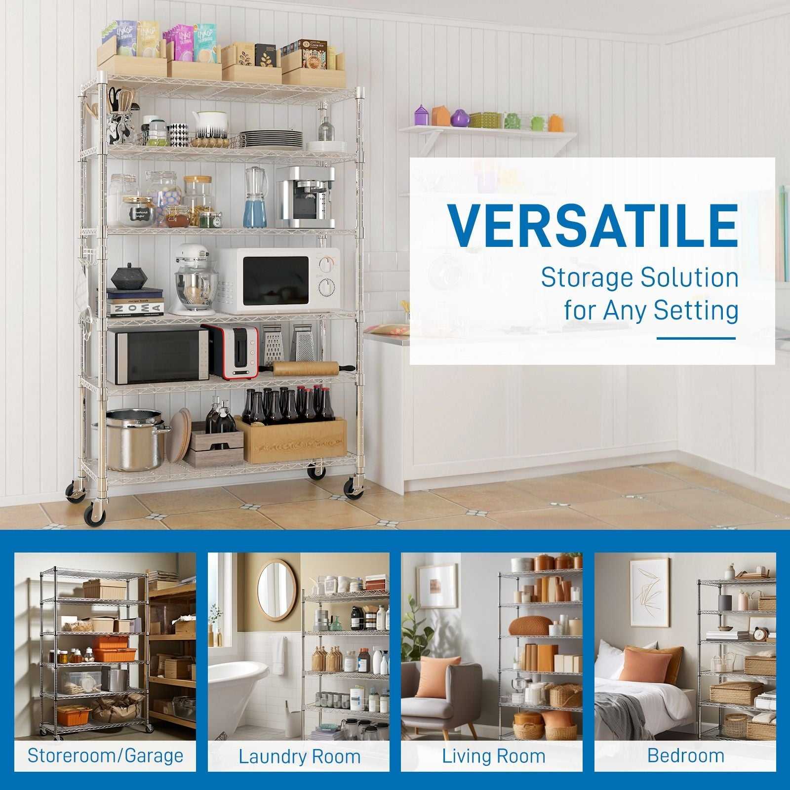 Heavy Duty Metal Storage Rack 6 Tier Removable and Freely Adjustable - luxuryhomedecoridea.com